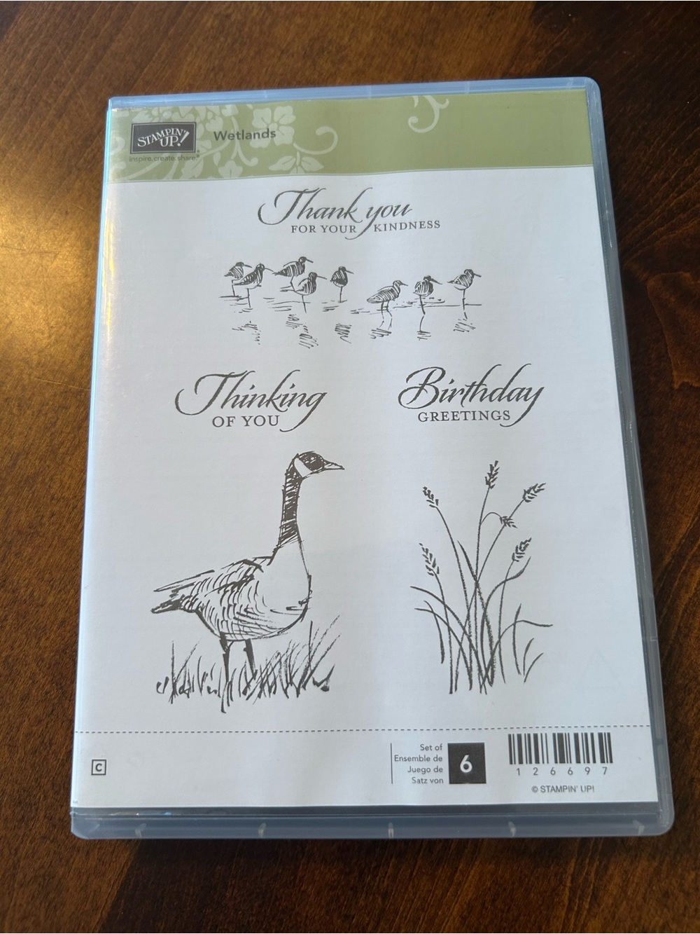 Stampin’ Up! Wetlands 6 Pc Rubber Stamp Set Retired Goose Birds